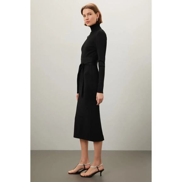 TOCCIN Racer Midi Dress Back Cutout Turtleneck Long Sleeves Knit Size M Rt $455 - Picture 3 of 12